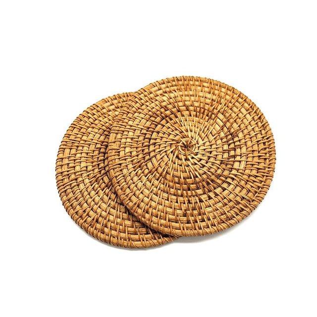BEEHOMEE Trivets for Hot Dishes - Woven Rattan Trivets Hot Pads for Dinning Table,Kitchen Heat Resistant Straw Dish Coasters Placemats Pot Holder (Dia. 11.8 Inch 2 Pieces)