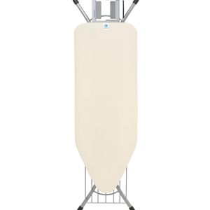 Brabantia Size C Ironing Board (49 x 18in) 7 Height Options, Adjustable Steam Iron Rest Holder & Linen Rack (Ecru) Non-Slip Feet, Anti-Collapse Child Locks