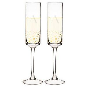 Monogram Gold Dot Champagne Flute Drinkware ( Set of 2)