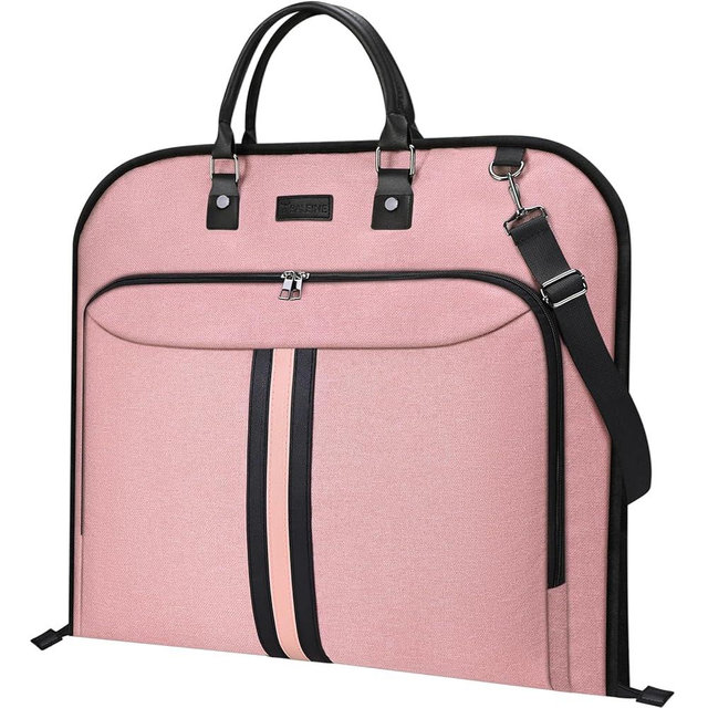 BALEINE Foldable Garment Bags For Travel, 42'' Premium Suit Bags For Men Travel, Carry On Garment Bags for Hanging Clothes (Pink)