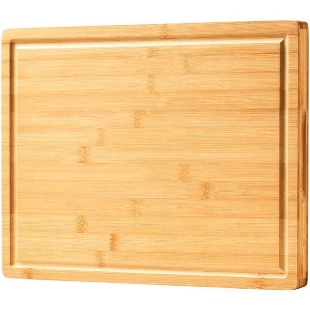 Large Bamboo Wood Cutting Boards for Kitchen, 1" Thick Charcuterie Boards, Butcher Block with Juice Grooves & Handles
