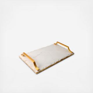 Old Hollywood Marble Serving Tray with Art Deco Handles