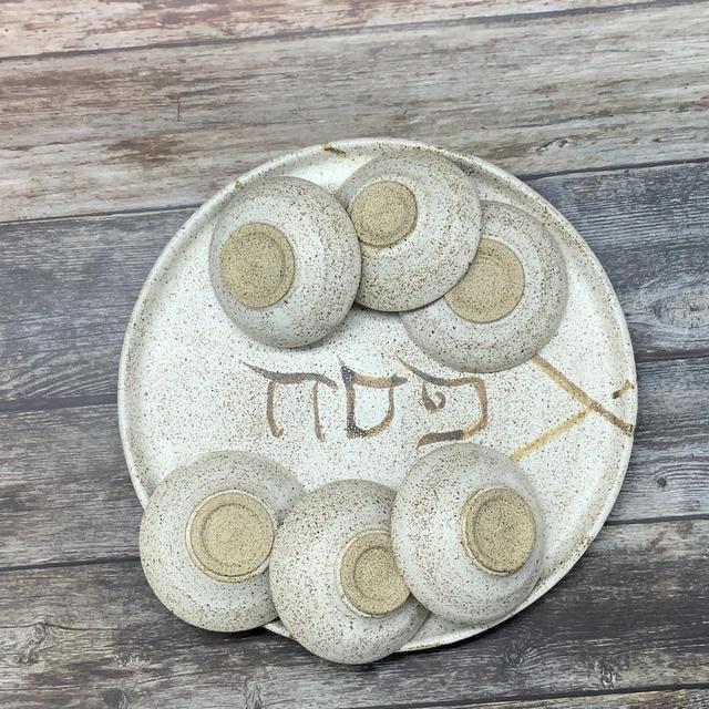 Sedar set, plate and 6 bowls, Passover plate, Sedar plate