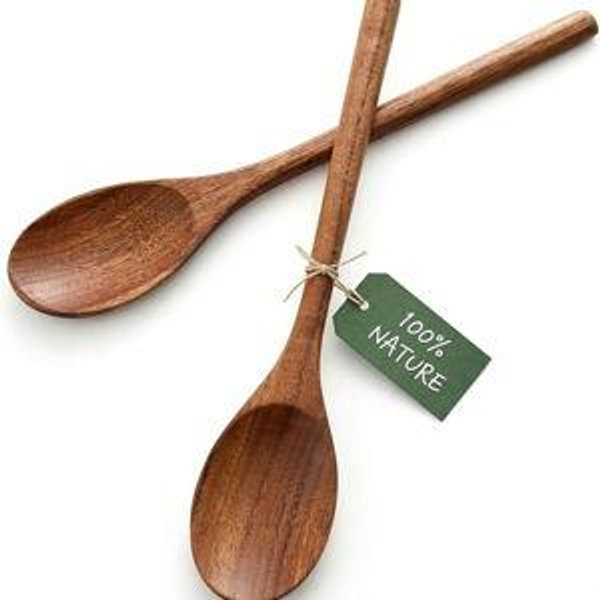 HAKSEN 2PCS Wooden Cooking Spoons, Natural Acacia Wood Kitchen Utensil, 12Inch Large Wooden Mixing Spoons for Nonstick Cookwares, Comfort Grip, Durable, Kitchen Gifts for Women, Cooking Gifts for Men