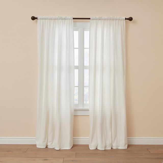 BrylaneHome Poly Cotton Canvas Rod-Pocket Panel Window Curtain Drape - 48I W 96I L, Eggshell Beige