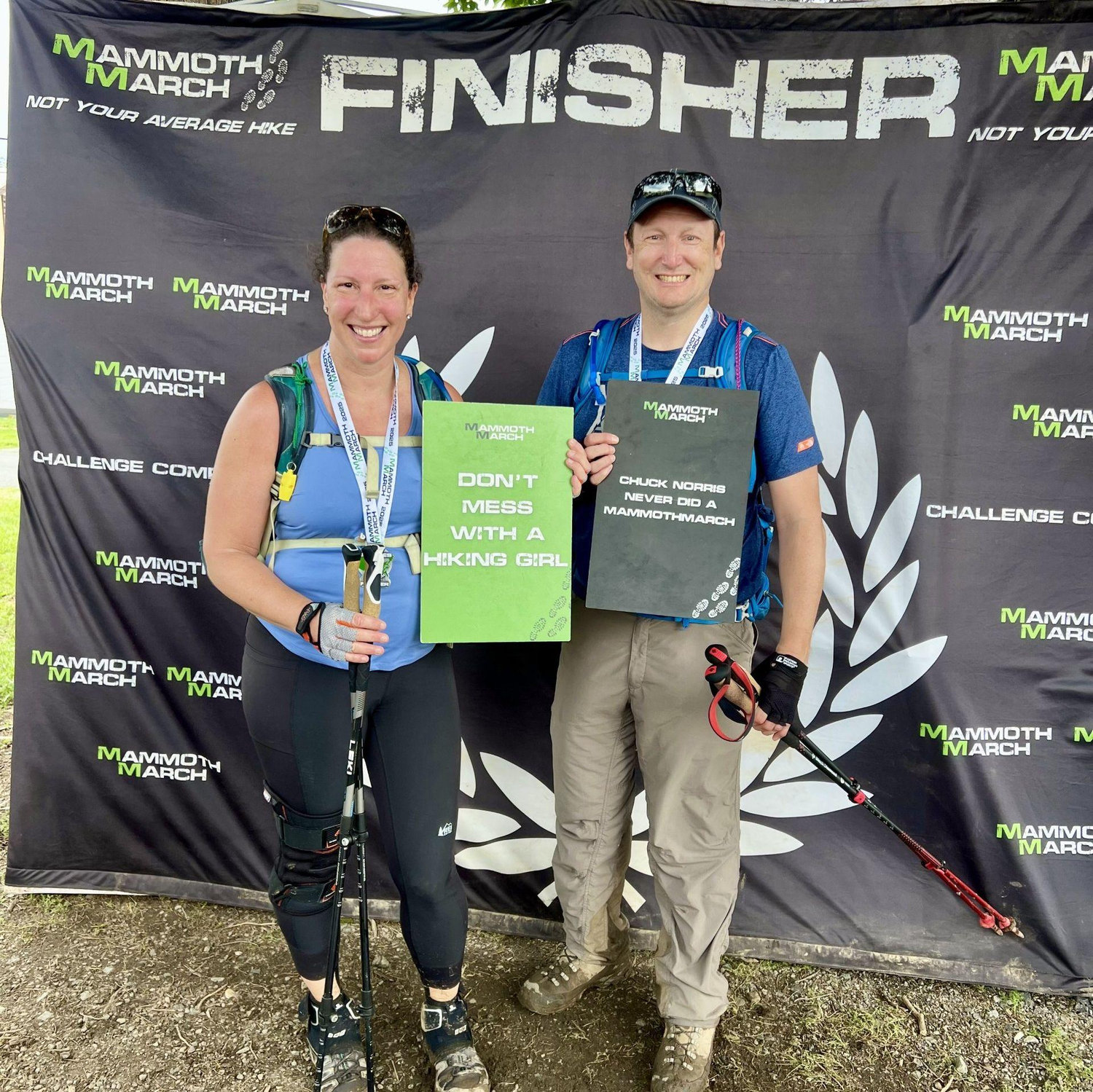 Finished 20 miles in under 8 hours at Kim's second and Brian's third Mammoth March in May 2025.