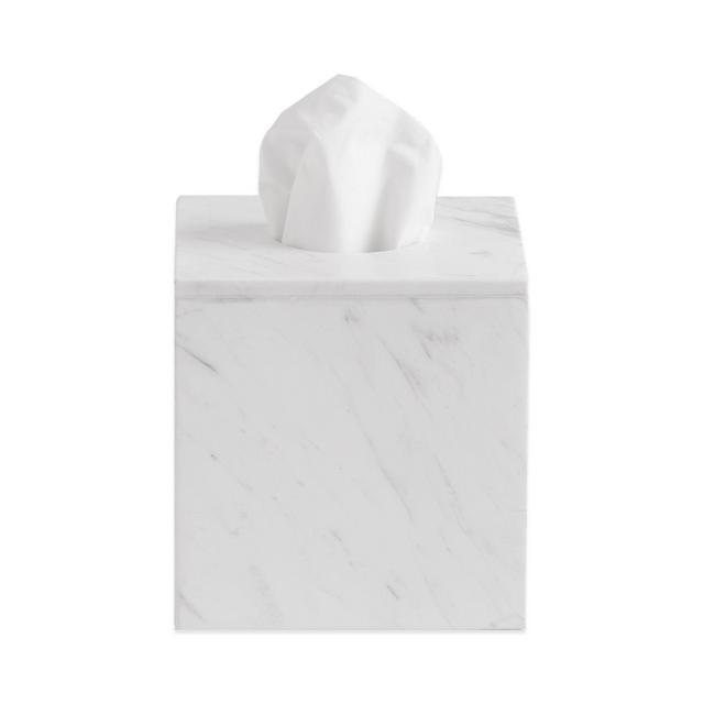 Camarillo Marble Tissue Box Cover in White
