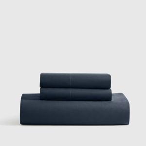 Navy Classic Organic Percale Fitted Sheet Set