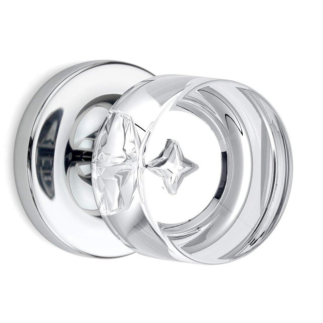 (3 Pack) Dummy Round Crystal Door Knobs Chrome Round Rosette