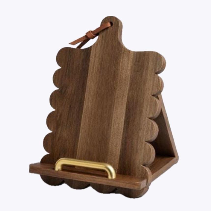 Scalloped Wood Cookbook Stand Wood Recipe Book Holder Kitchen Decor