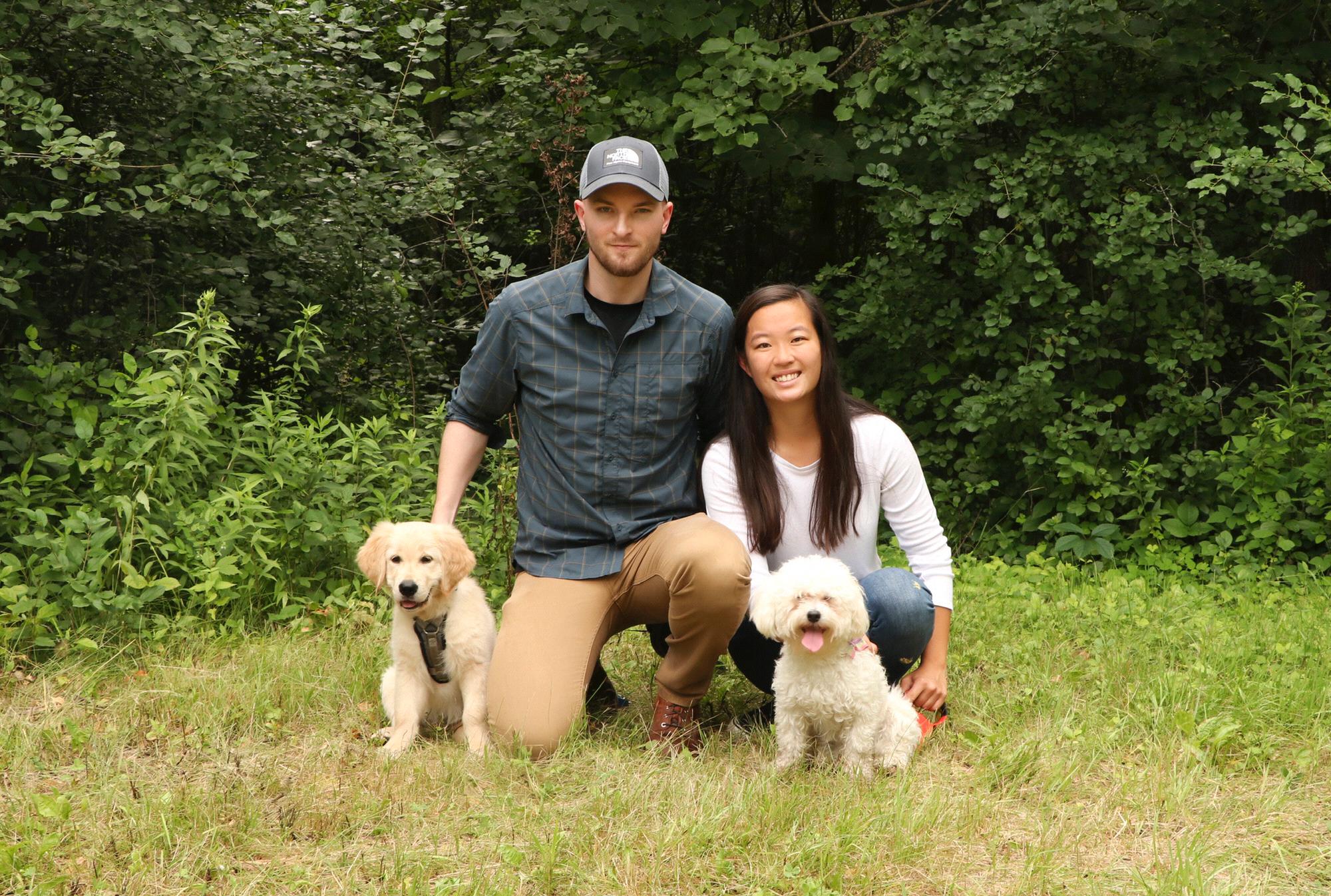 Family photos with Tevin’s moms family! Our first photo with Kaiser (our golden retriever).