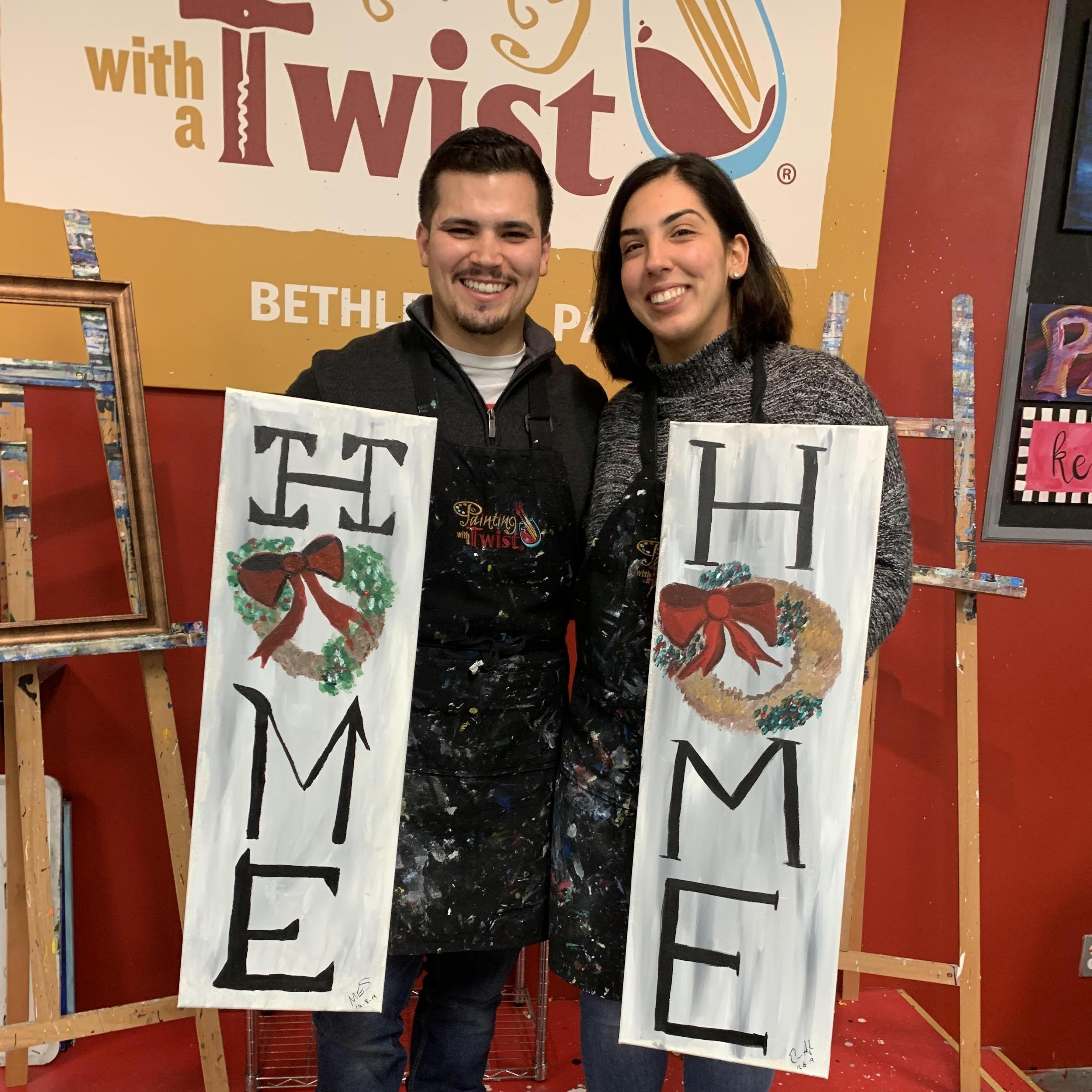 Emilia convinced Mike to go to a paint and sip, the ratio of paint to sip may have been off a little