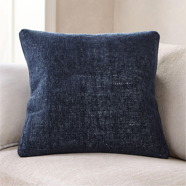 Textured Chenille 23"x23" Deep Indigo Throw Pillow with Feather Insert