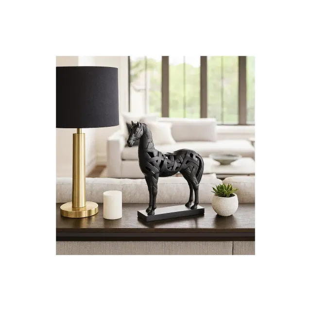 Home Decor for Bathroom and Living Room - Horse Statue with Unique Design - Bold Animal Sculpture for Office, Bedroom, and Shelf Decor - 17" Black