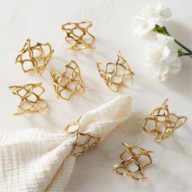 Basal Polished Brass Napkin Rings Set of 8