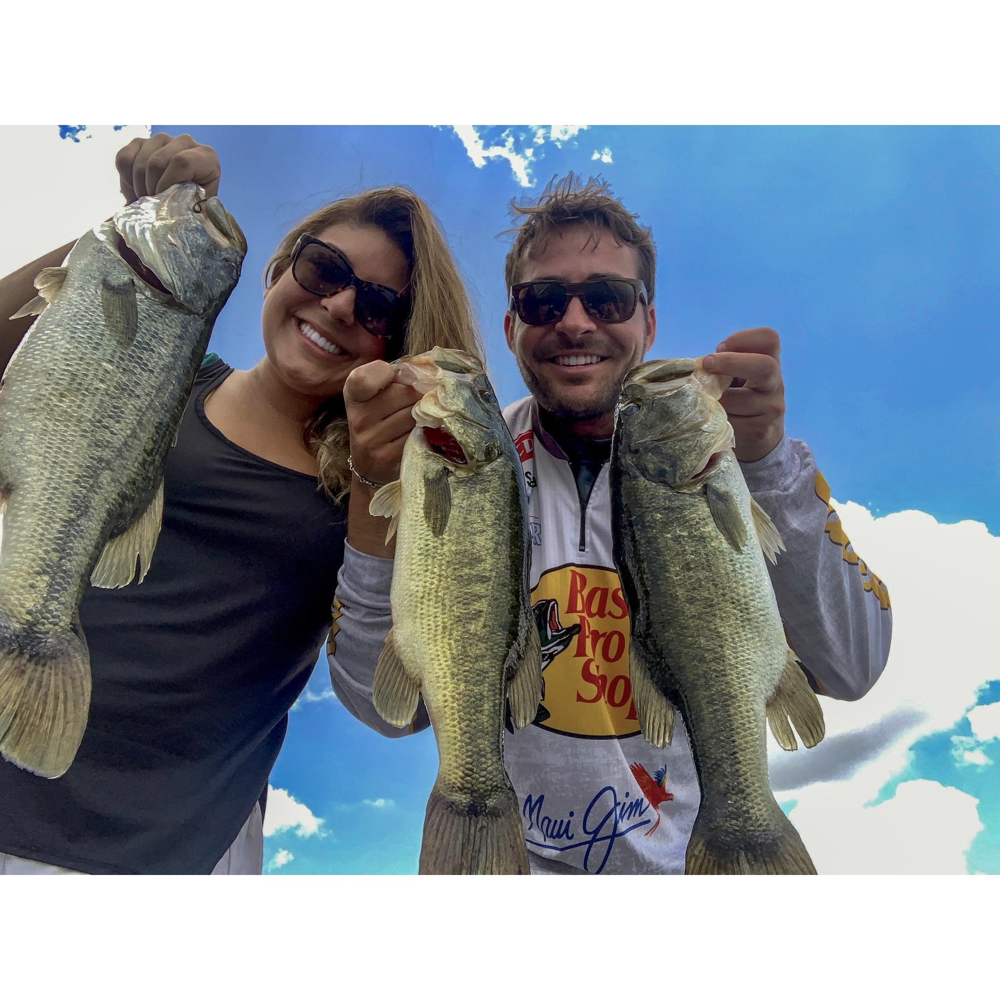 First time fishing together on Chris's bass boat, 2017