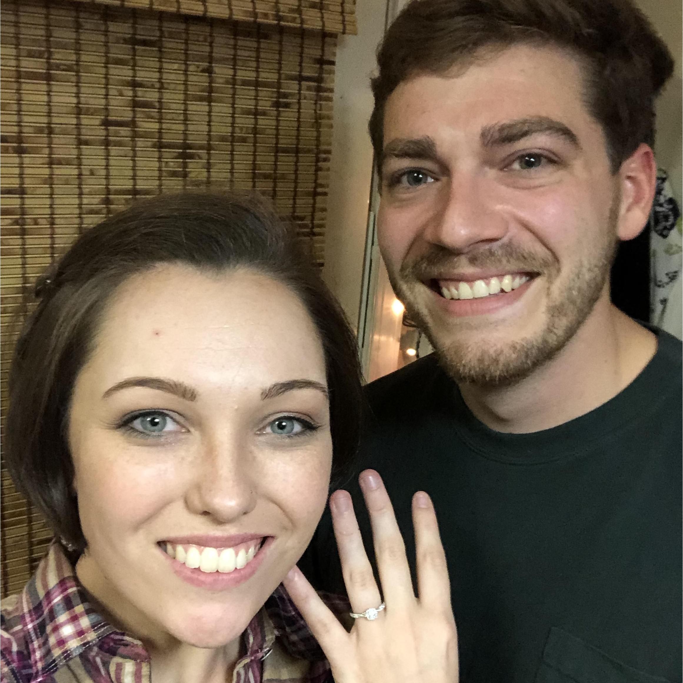 The night he proposed <3 after a beautiful day of last-minute Christmas shopping, he played "All I Want For Christmas Is You" and attached the ring box to the puppy's collar. What a special night!