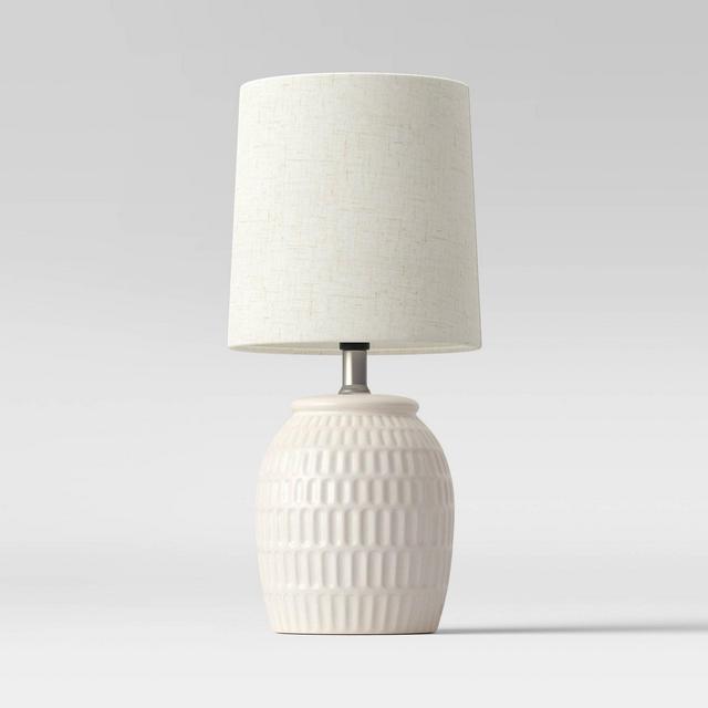 Embossed Scoop Pattern Ceramic Mini Lamp White - Threshold™