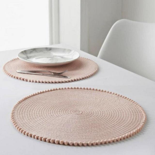 Round Pom Pom Placemats - 4pk | Tableware | Decoration Mat