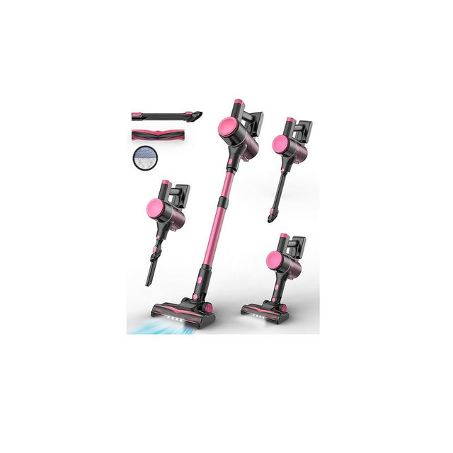 UML0 N8 Cordless Vacuum Cleaner,Lightweight Stick Vacuum with Powerful Suction,2200mAh Battery,40 Mins Runtime, Self-Standing,Rechargeable Vacuum Cleaners for Home Hardwood Floor Pet Hair (Blush)