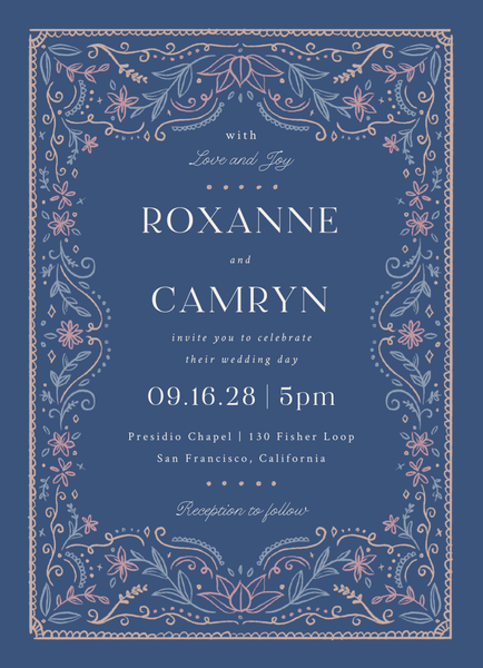 Maglorie Portrait | Dark Cobalt | Zola Wedding Invitations