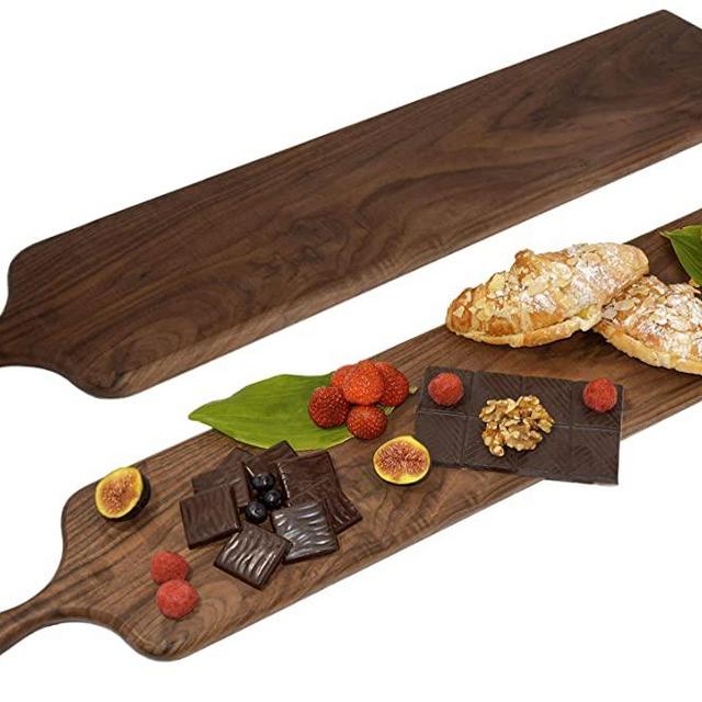 Long Walnut Cheese Board with Handle by Walux (29.5" x 6.1"), Long Charcuterie Platter,XL Cheese Board, Large Wooden Cheese Serving Board ,Extra Large Charcuterie Board