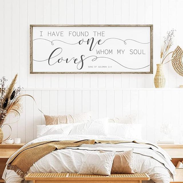 I Have Found The One Whom my Soul Loves Sign - Bedroom Signs Above the Bed - Bedroom Signs - Bedroom Decor - Signs for Above Bed - Song of Solomon Sign - Master Bedroom Wall (10x20 inches)