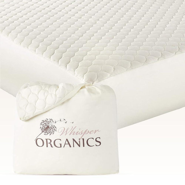 100% Cotton Organic Mattress Pad - Breathable & Cooling Mattress Protector Full Size - Premium 300GSM Quilted and Machine Washable - Fairtrade & GOTS Certified Bed Protector (Ivory, Full)