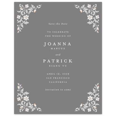 Gray, Grey Wedding Digital Save the Date - Petal Portrait