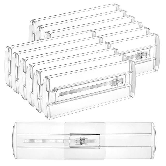 Vtopmart 12 Pack Drawer Dividers for Clothes, Adjustable 4" High Expandable from 10.6"-17" Dresser Drawer Organizer, Clear Plastic Separators for Dresser, Baby Clothing, Cosmetic and Office Storage