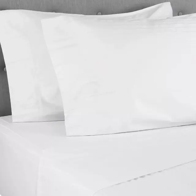 Nestwell™ Pima Cotton 500-Thread-Count Standard/Queen Pillowcases in White Stripe (Set of 2)