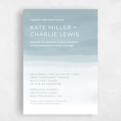 Blue Summer Wedding Invitation - Waterfront Fade