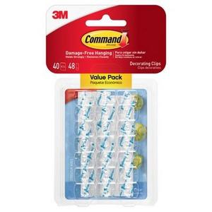 3M Command Clear Small Decorative Hooks  40-pack