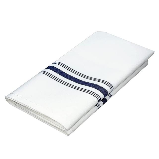 Beritle Bistro Restaurant Stripe Cloth Napkins Set of 12 Pack, Commercial Quality 18 x 22 Inches, MJS Linen Dinner Napkins Cloth Washable, Non-Iron, No Fade, Soil Release, Navy Blue Stripes