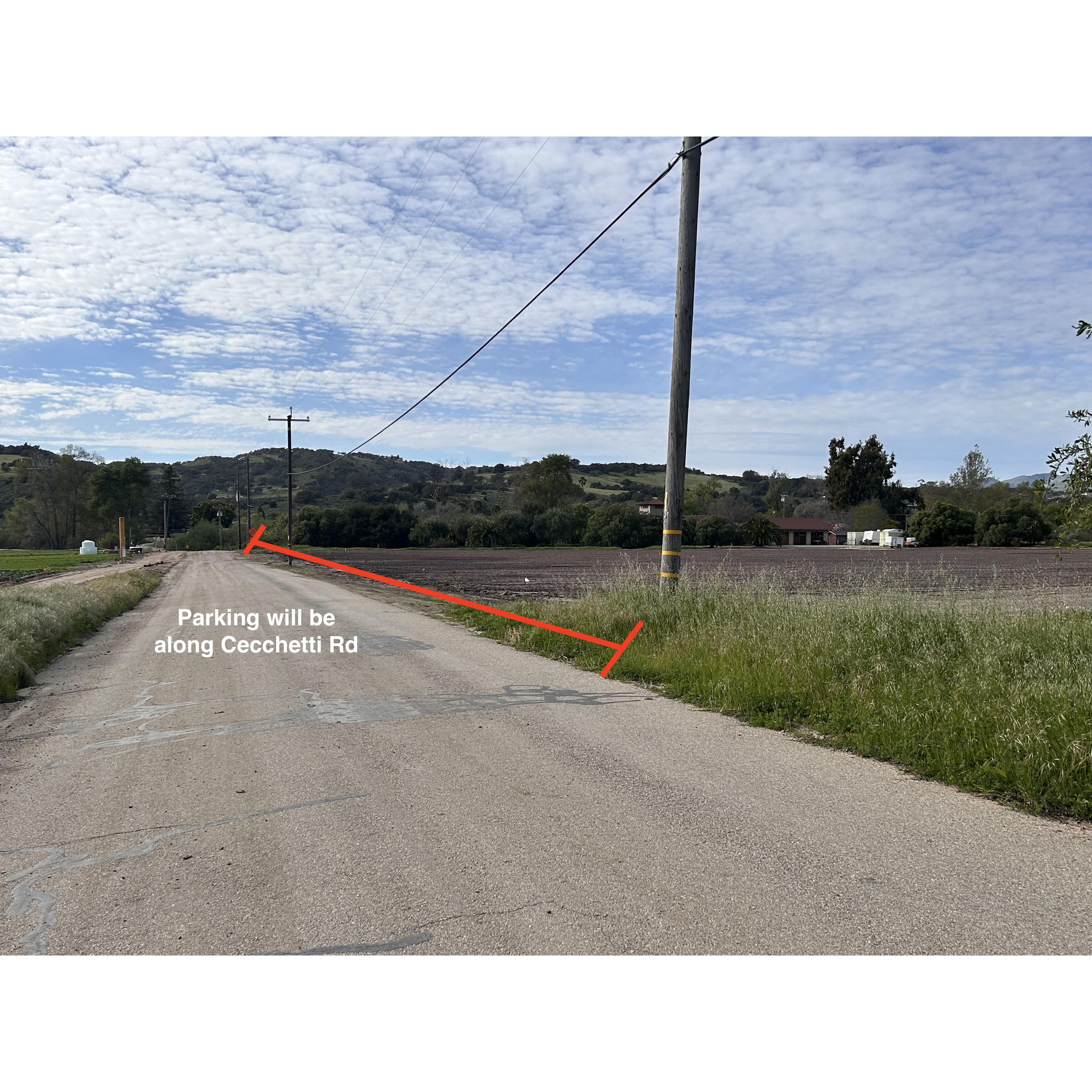 Parking will be along the right side of Cecchetti Rd. There will be white parking markers.