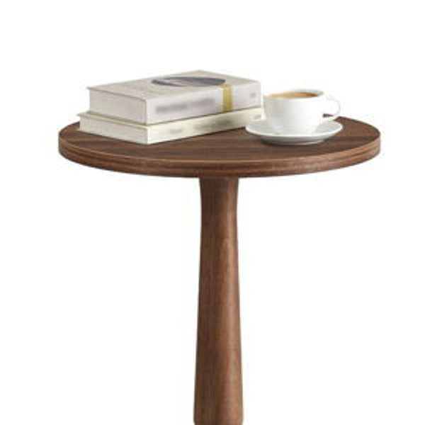 VASAGLE MARIEL Collection - Round Side Table, Small Drink End Table for Small Spaces, Accent Nightstand, Solid Wood Leg, Mid-Century Modern, for Living Room Bedroom, Chestnut Walnut ULET293KX01S