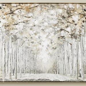Grayson Lane 31 In. x 58 In. Forest Framed Wall Art with Brown Accents Gray Canvas Landscape Forest Black Plastic Framed 30.6-in H x 58.2-in W Abstract Canvas Painting