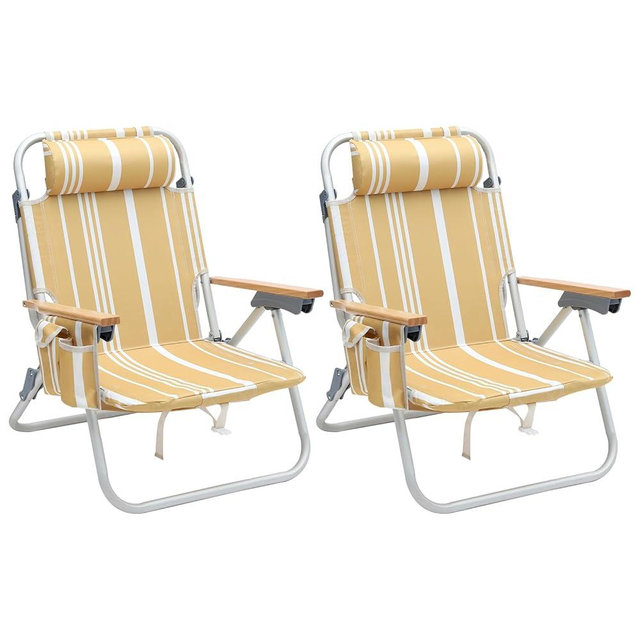 2 Pack Aluminum Beach Chair for Adults with 5-Position Classic Lay Flat, Lightweight Folding Backpack Beach Chair with 2 Cooler Bag, Towel Bar, Cup Holder & Phone Holder for Outdoor, Camping, Lawn