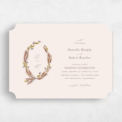 Beige Ticket Wedding Invitation - Heath Landscape