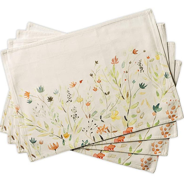 Maison d' Hermine Colmar 100% Cotton Set of 4 Placemats for Dining Table | Kitchen | Wedding | Everyday Use | Spring/Summer | Dinner Parties (13 Inch by 19 Inch)
