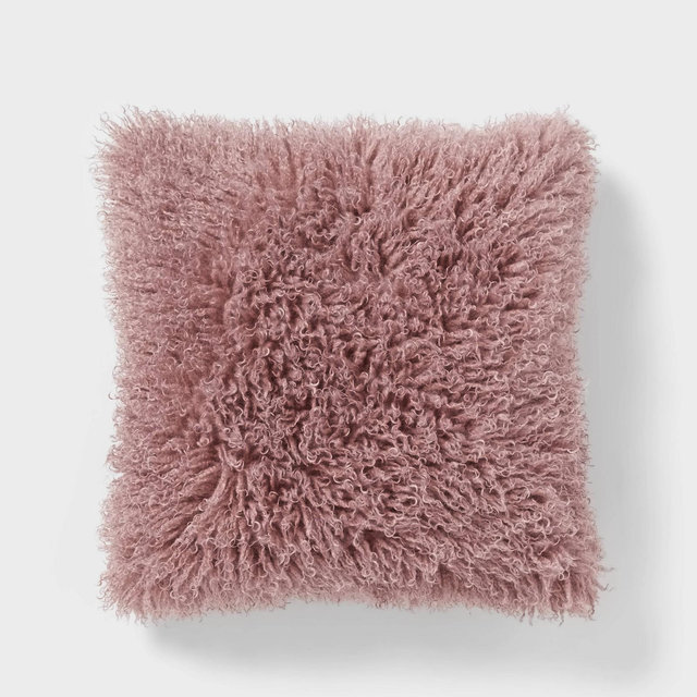 Luxe Faux Mongolian Fur Euro Decorative Pillow Mauve - Threshold™