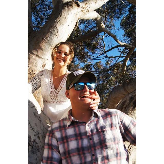 I definitely fell out of the tree during our engagement photos..