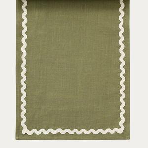 Ricrac Cotton Table Runner in Moss