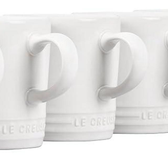 Le Creuset Stoneware Set of 6 London Mugs, 12 oz. Each, White
