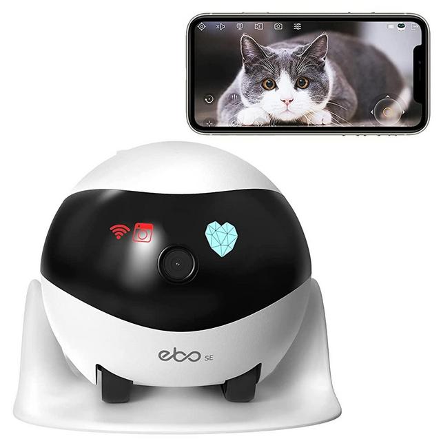 Enabot Ebo SE Wireless Moving Pet Camera, 1080P Security Camera, Smart Pet Monitor, Indoor IP Cam with Remote Control, Night Vision, Auto-cruise & Self-charging, Motion Detection, 2 Way Audio