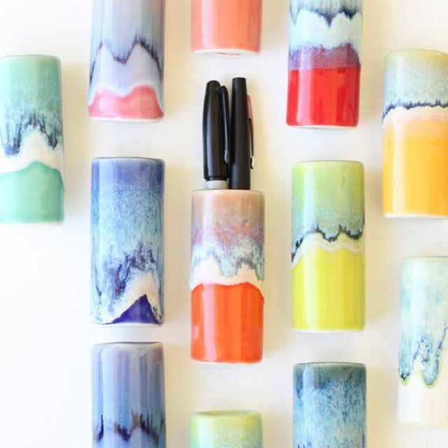 magnetic vase // handmade pen holder // bud vase pen magnet