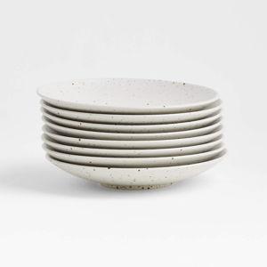 Craft Speckled White Stoneware Coupe Dinner Plates, Set of 8 + Reviews | Crate & Barrel