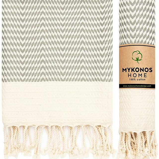 Mykonos Turkish Hand Towel Set of 2 - 40x19 Inches 100% Pure Cotton Exclusive Decorative Hand Towels for Bathroom, Kitchen, Face, Hair, Tea Towel, Dishtowel, Yoga, Gym, Farmhouse Decor (Dark Grey)