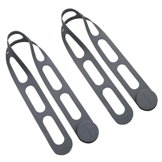 Silicone Latch Strap for Slow Cooker Lid, Pot, Bento Box, 21.65 in Reusable Elastic Self-Lock Silicone Tie for Bundling or Organizing Curtain, Cords, Yoga Mat, Camping Mat, 2pcs (Gray&Gray)
