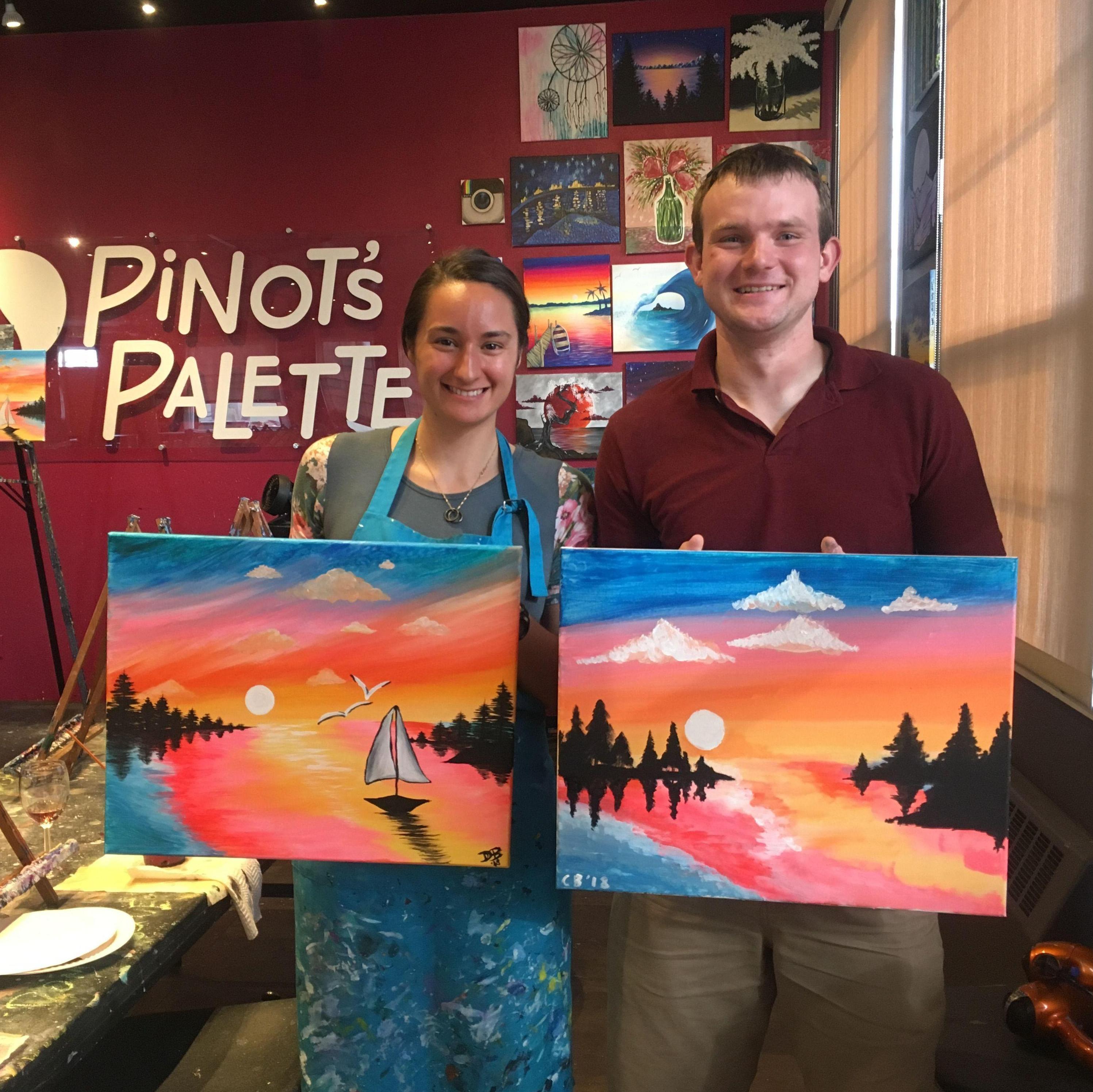 Wine and paint at Pinot's Pallet, San Diego, August 2018